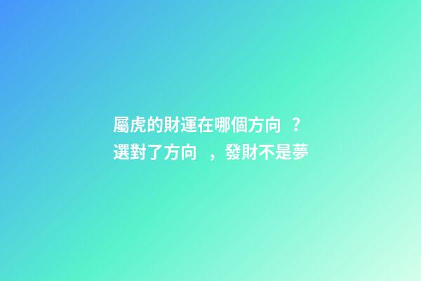 屬虎的財運在哪個方向？選對了方向，發財不是夢